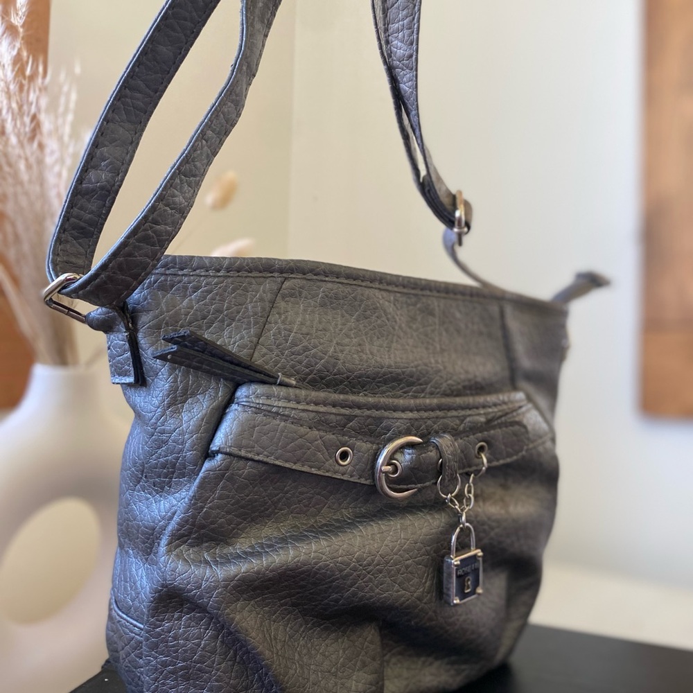 rossetti gray faux leather women crossbody purse bag